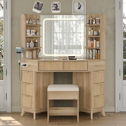 Corner makeup vanity desk - 47",