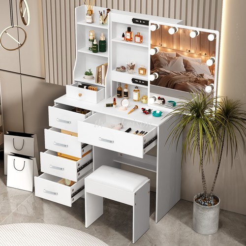 Vanity desk with - mirror, and