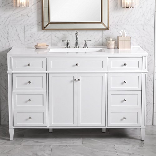 Wood bathroom vanity - bathroom,