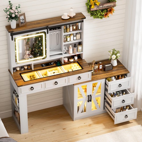 Large vanity desk with mirror - desk,