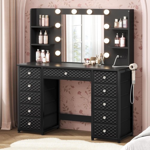 Vanity with lights and mirror - and,